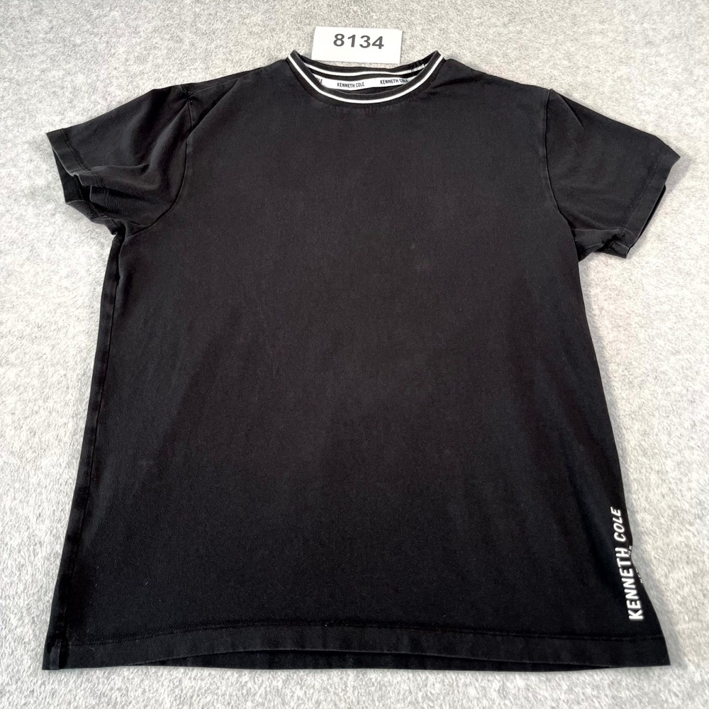 Kenneth Cole T Shirt Mens Medium Black Cotton Graphic Logo Crew Neck Casual